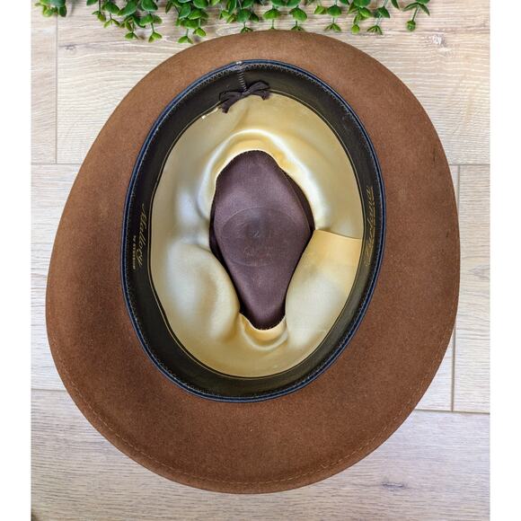 Vintage Stetson Men's Mallory Saddle Brown Caramel Wool "Furlana" Fedora Size 7 - Picture 10 of 11